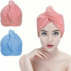 3 Pezzi Asciugamani Per Capelli Asciugamani, Asciugamani In Microfibra Super Assorbente Per Turbante Capelli Con Design Pulsante Asciugare I Capelli Rapidamente Per Le Donne (2 Pz)