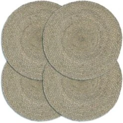 Tovagliette 4 Pz Grigio Neutro 38cm Rotonde In Juta VidaXL
