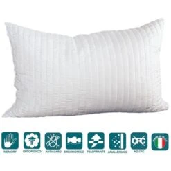 EVERGREENWEB - Occasione! Cuscino Fiocco Memory 42X72, Ottimo Per Dolori Cervicali, Tessuto Traspirante, 100% Memory 42x72 - Guanciale Modello Saponetta, Cuscino Per Il Collo, Adatto A Tutti I Materassi E Letti