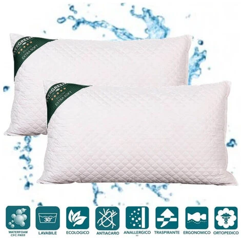 EVERGREENWEB - Cuscini Letto Coppia 60x60 Alti 15 Cm, 2 Guanciali Lavabili In Lavatrice, Ortopedici Per Dolori Cervicali, Imbottitura Fiocco Super Soft Antiacaro Morbidi Effetto Piuma Fodera Bianca 3 EVERGREENWEB - Cuscini Letto Coppia 60x60 Alti 15 Cm, 2 Guanciali Lavabili In Lavatrice, Ortopedici Per Dolori Cervicali, Imbottitura Fiocco Super Soft Antiacaro Morbidi Effetto Piuma Fodera Bianca