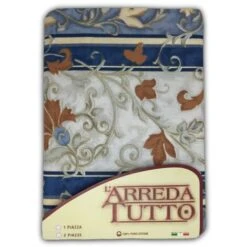 TELO ARREDO COPRITUTTO GRAN FOULARD COPRILETTO COPRIDIVANO TESSUTO EDERA BLU 1 PIAZZA
