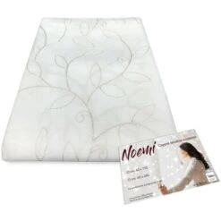 COPPIA TENDINA NOEMI RICAMO MODERNO FOGLIA BIANCO COPPIA (2 TELI) CM. 60X150