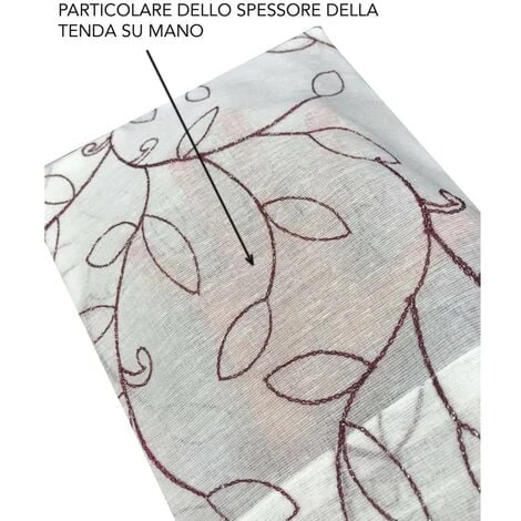 COPPIA TENDINA NOEMI RICAMO MODERNO FOGLIA BORDEAUX COPPIA (2 TELI) CM. 60X150 5 COPPIA TENDINA NOEMI RICAMO MODERNO FOGLIA BORDEAUX COPPIA (2 TELI) CM. 60X150 - immagine 3