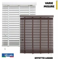 Tenda Veneziana Effetto Legno PVC 50 Mm Corda Veneziane Finestre Parasole Errebi - Colore: Marrone - Dimensioni: 68 X 175 Cm