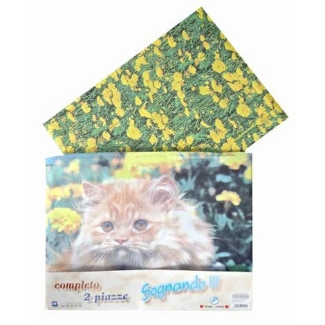 COMPLETO Lenzuolo NATURA GATTO Margherite Una Piazza 3 COMPLETO Lenzuolo NATURA GATTO Margherite Una Piazza