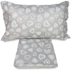 COMPLETO Lenzuola MIROS Cuore BIANCO In Puro Cotone Stile TIROLESE Una Piazza