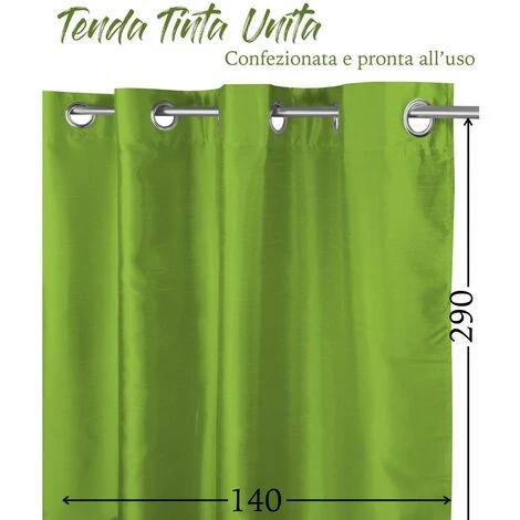 TENDA SHAY In Tinta Unita VERDE Cm. 140X290 CONFEZIONATA 4 TENDA SHAY In Tinta Unita VERDE Cm. 140X290 CONFEZIONATA - immagine 2