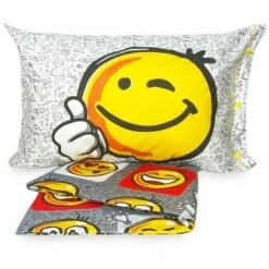 COMPLETO Lenzuolo EMOJI FACCINE SMILE In Puro Cotone Made In Italy Una Piazza