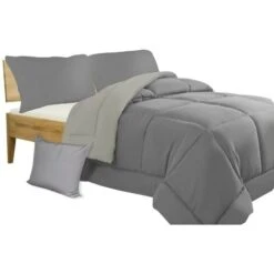 TRAPUNTA GR Piumone TINTA UNITA GRIGIO Double Face INVERNALE 350 GR. CON FEDERA ARREDO Singolo 1 PIAZZA Cm. 180x260