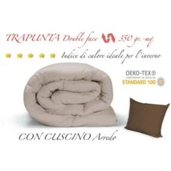 TRAPUNTA MR Piumone TINTA UNITA PANNA - MARRONE Double Face INVERNALE 350 GR. CON FEDERA ARREDO 1 PIAZZA E MEZZA Cm. 220x260 -Vendite ATMOSPHERA || None || Maxwell & Williams 24549181 3