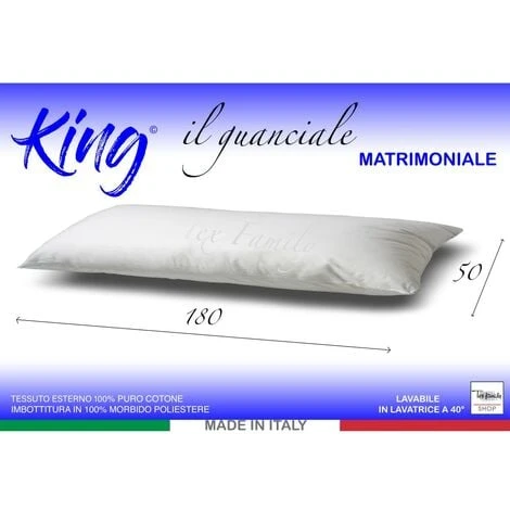 GUANCIALE KING CUSCINO LETTO 2 PIAZZE MATRIMONIALE LUNGO Cm. 180 MIS. CM. 50 X 180 3 GUANCIALE KING CUSCINO LETTO 2 PIAZZE MATRIMONIALE LUNGO Cm. 180 MIS. CM. 50 X 180