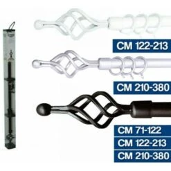 BASTONE TENDA SCORRITENDA SCORRI TENDA ASTA ALLUNGABILE ESTENSIBILE V/MIS 00255V CM 71X122 NERO (00255)