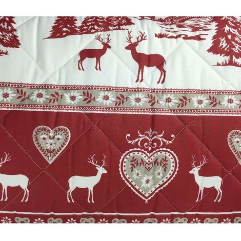 COPRILETTO TRAPUNTATO TIROLESE GARDENA ROSSO 1 PIAZZA E MEZZA 4 COPRILETTO TRAPUNTATO TIROLESE GARDENA ROSSO 1 PIAZZA E MEZZA - immagine 2