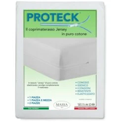 COPRIMATERASSO PROTECK Con Cerniera Zip IN JERSEY Di Puro Cotone Elasticizzato 1 PIAZZA