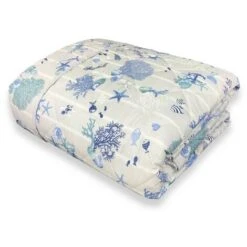 COPRILETTO TRAPUNTATO MARE MARINO CORALLI BLU SINGOLO 1 PIAZZA