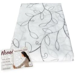 COPPIA Tendina NOEMI Ricamo MODERNO FOGLIA Grigio COPPIA (2 TELI) CM. 60X150