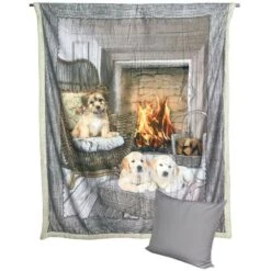 PLAID IN PILE SHERPA DIGITALE FOTOGRAFICO Cm. 130x160 CANE CANI