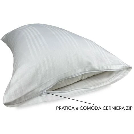 COPPIA FEDERA Copri Guanciale In Puro COTONE Fasciato CON CERNIERA ZIP 6 COPPIA FEDERA Copri Guanciale In Puro COTONE Fasciato CON CERNIERA ZIP - immagine 4