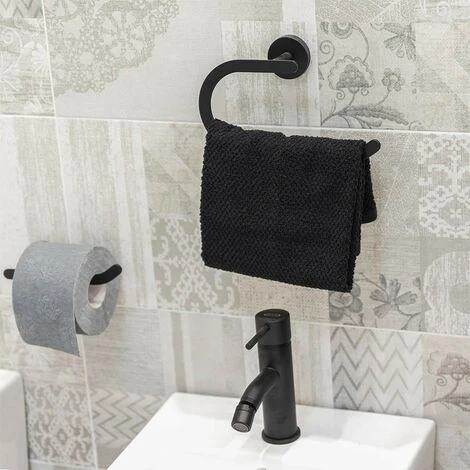 Asciugamano Ospite 100% Cotone Colore Nero 40x60 Cm 6 Asciugamano Ospite 100% Cotone Colore Nero 40x60 Cm - immagine 4