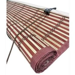 Tapparella In Listelli Bambu' Bordo Cotone 100x160H Cm Midollino Colore Marrone Serena