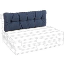 Cuscino Imbottito Per Pedane In Legno Divani Per Pallet Con Bancali 120 Cm -Blu / Spalliera