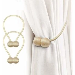 Magnetic Curtain Tie Back - Nessuna Foratura Richiesta Fibbie Di Supporto, Stile Squisito Piccolo E Comodo, Adatto Per Tende Interne Decorative Per Hotel Cucina Per Ufficio In Casa (2 Pezzi) (oro)