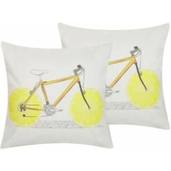 Set Di 2 Cuscini Decorativi Moderni Stampa Di Bicicletta Multicolore Ruscus
