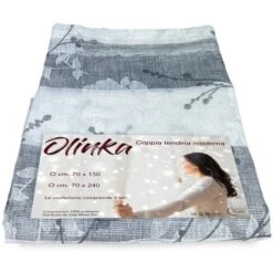 COPPIA TENDINA Bouclè VETRO OLINKA GRIGIO Con LUREX COPPIA (2 TELI) CM. 70X150
