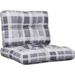 Cuscini Per Pallet 2 Pz Grigi A Quadri In Tessuto VidaXL