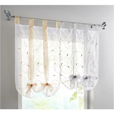 Tenda Alla Romana Con Nastro Da Ricamo Tende Alla Romana Tenda In Voile Con Fibbie Trasparenti (LxH 60x140cm, Sabbia) 4 Tenda Alla Romana Con Nastro Da Ricamo Tende Alla Romana Tenda In Voile Con Fibbie Trasparenti (LxH 60x140cm, Sabbia) - immagine 2
