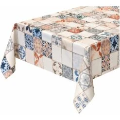 Tovaglia Antimacchia Cucina Moderna Tela Cerata Felpata Proteggi Copri Tavolo Piastrelle Maioliche - 140x100 Cm