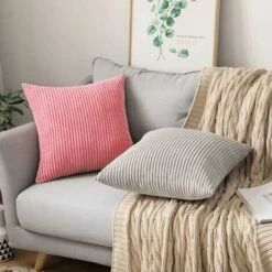 SOEKAVIA Set 2 Fodere Per Cuscino In Velluto Scandinavo Fodera Per Cuscino Quadrato Per Divano Domestico 45x45cm Grigio Chiaro -Vendite ATMOSPHERA || None || Maxwell & Williams 35905497 5