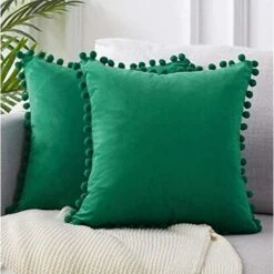 SOEKAVIA Fodera Per Cuscino In Velluto Da 2 Pezzi Fodera Per Cuscino Decorativo Super Morbida Fodera Per Cuscino In Palla Di Pelo Di Colore Puro Per La Casa Soggiorno Camera Da Letto Per Divano Fodera Per Cuscino (verde Scuro)