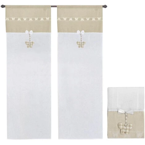 Tende Finestre Porta Interno Tessuto Lino Semitrasparente Coppia 2 Pz Shabby Chic Farfalla - 60x150 Cm 3 Tende Finestre Porta Interno Tessuto Lino Semitrasparente Coppia 2 Pz Shabby Chic Farfalla - 60x150 Cm
