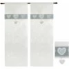 Tende Finestre Porta Interno Tessuto Lino Semitrasparente Coppia 2 Pz Shabby Chic Cuori Grigio - 60x150 Cm