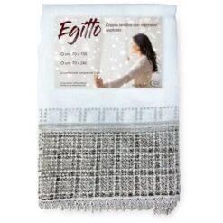 COPPIA Tendina A Vetro EGITTO Con PIZZO Macramè Grigio COPPIA (2 TELI) CM. 70X150