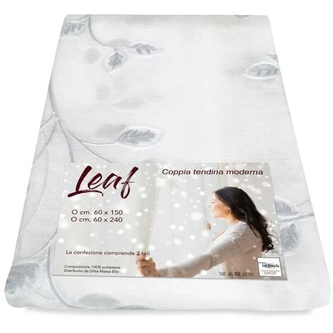 COPPIA Tendina VETRO LEAF Ricamata GRIGIO COPPIA (2 TELI) CM. 60X240 3 COPPIA Tendina VETRO LEAF Ricamata GRIGIO COPPIA (2 TELI) CM. 60X240