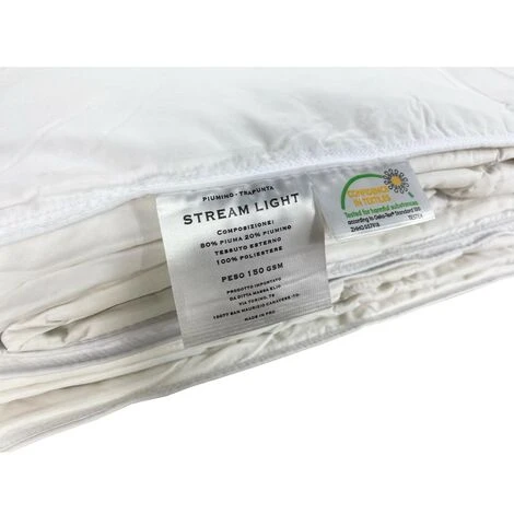 COPRILETTO In PIUMINO OCA Stream ESTIVO Leggero 150 GR. 80% PIUMA OCA 20% PIUMINO OCA Bicolore Singolo 1 PIAZZA Cm. 180x260 7 COPRILETTO In PIUMINO OCA Stream ESTIVO Leggero 150 GR. 80% PIUMA OCA 20% PIUMINO OCA Bicolore Singolo 1 PIAZZA Cm. 180x260 - immagine 5