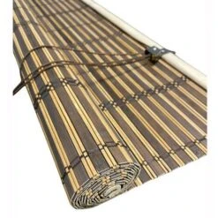 Tapparella In Listelli Di Bambu' 100x160H Cm Midollino Marrone Scuro Con Carrucola Marisa