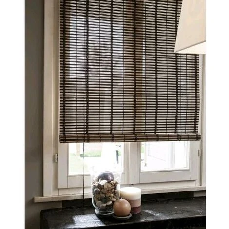 Tapparella In Listelli Di Bambu' 100x160H Cm Midollino Marrone Scuro Con Carrucola Marisa 6 Tapparella In Listelli Di Bambu' 100x160H Cm Midollino Marrone Scuro Con Carrucola Marisa - immagine 4