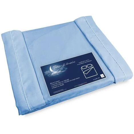 COMPLETO LENZUOLO In Morbida Microfibra TINTA Unita AZZURRO Matrimoniale 2 PIAZZE No Stiro 4 COMPLETO LENZUOLO In Morbida Microfibra TINTA Unita AZZURRO Matrimoniale 2 PIAZZE No Stiro - immagine 2