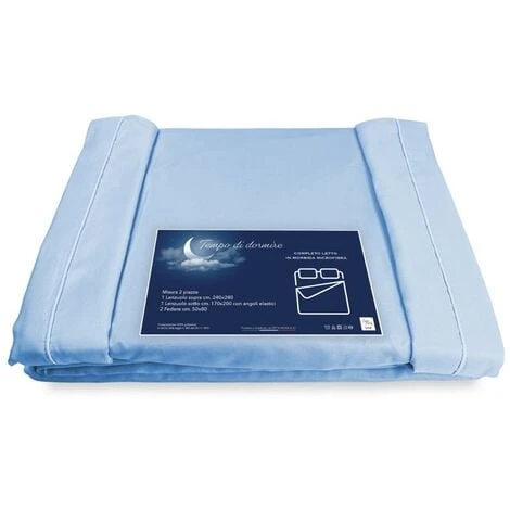 COMPLETO LENZUOLO In Morbida Microfibra TINTA Unita AZZURRO Matrimoniale 2 PIAZZE No Stiro 6 COMPLETO LENZUOLO In Morbida Microfibra TINTA Unita AZZURRO Matrimoniale 2 PIAZZE No Stiro - immagine 4