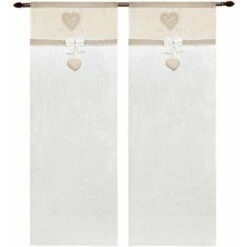 Tende Coppia Finestra Porta Interno Tessuto Casa Shabby Chic Tortora - 60x150 Cm