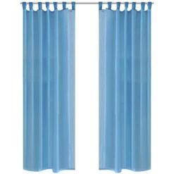 Tende Trasparenti 2 Pz Turchese 140 X 245 Cm
