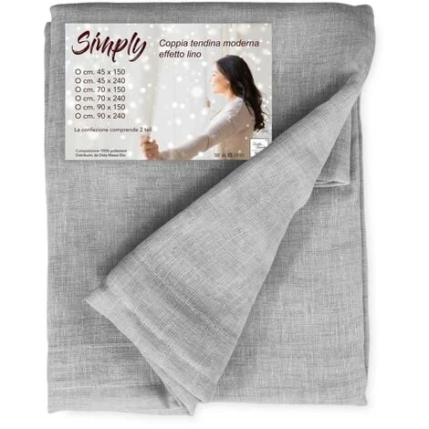 COPPIA Tendina VETRO MODERNA Larga 45 O 70 O 90 SIMPLY Grigio COPPIA (2 TELI) CM. 45x150 3 COPPIA Tendina VETRO MODERNA Larga 45 O 70 O 90 SIMPLY Grigio COPPIA (2 TELI) CM. 45x150
