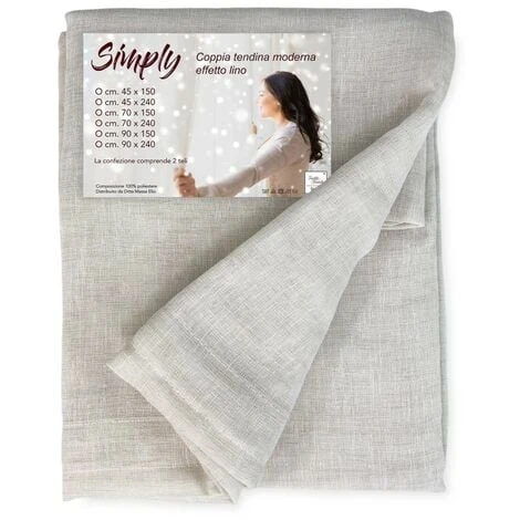 COPPIA Tendina VETRO MODERNA Larga 45 O 70 O 90 SIMPLY Beige COPPIA (2 TELI) CM. 45x150 3 COPPIA Tendina VETRO MODERNA Larga 45 O 70 O 90 SIMPLY Beige COPPIA (2 TELI) CM. 45x150