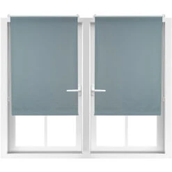 Set Da 2 Tende A Rullo Oscuranti, Tenda Termica, Catenella Laterale, Senza Fori, HxL 70x160, Tessuto, Grigio