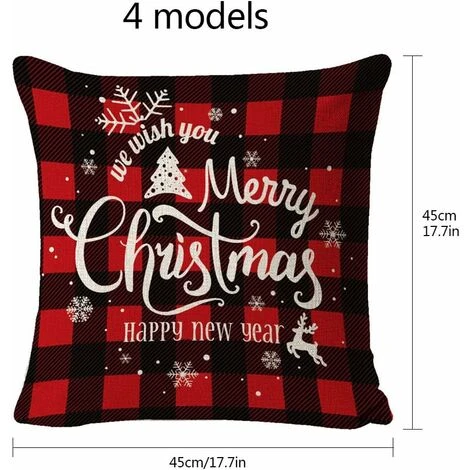 Set Di 4 Federa Di Natale, Albero Di Natale Fiocco Di Neve Renna Decorazioni Per La Casa Federe Di Lino Vacanze Di Natale Fattoria Casa Camera Da Letto Cuscino (C) 3 Set Di 4 Federa Di Natale, Albero Di Natale Fiocco Di Neve Renna Decorazioni Per La Casa Federe Di Lino Vacanze Di Natale Fattoria Casa Camera Da Letto Cuscino (C) - immagine 2