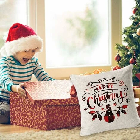 Set Di 4 Federa Di Natale, Albero Di Natale Fiocco Di Neve Renna Decorazioni Per La Casa Federe Di Lino Vacanze Di Natale Fattoria Casa Camera Da Letto Cuscino (C) 5 Set Di 4 Federa Di Natale, Albero Di Natale Fiocco Di Neve Renna Decorazioni Per La Casa Federe Di Lino Vacanze Di Natale Fattoria Casa Camera Da Letto Cuscino (C) - immagine 4