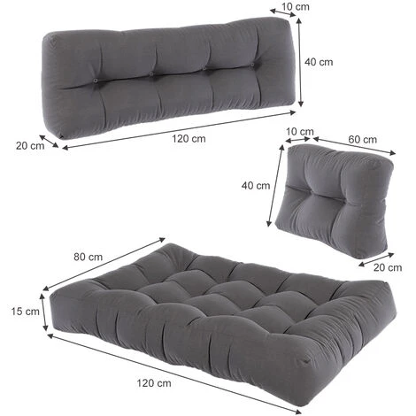Cuscini Pallet „Classic“ Set Di 5 Grigio Vicco 5 Cuscini Pallet „Classic“ Set Di 5 Grigio Vicco - immagine 3